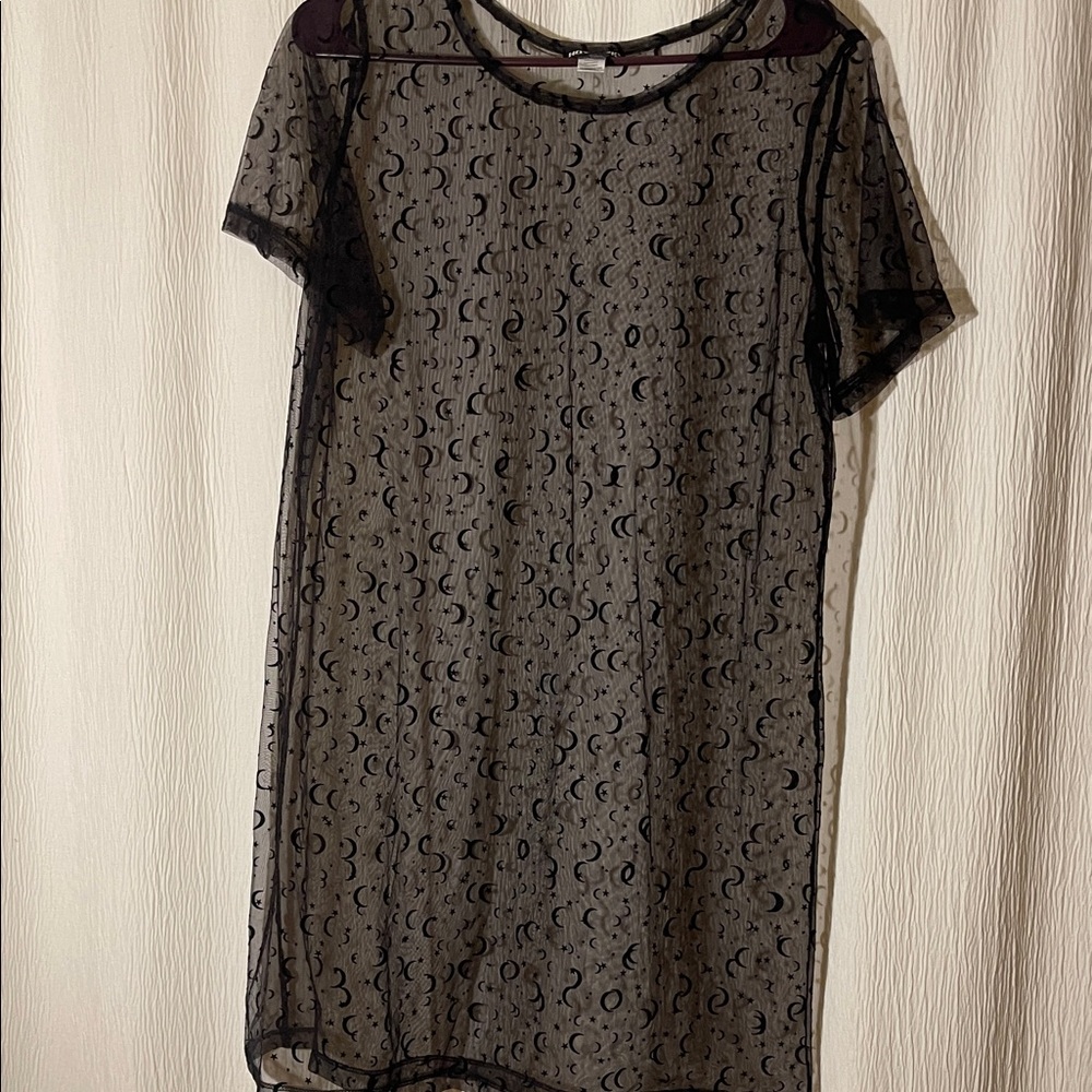 Hot Topic Black Sheer Moon and Star Dress